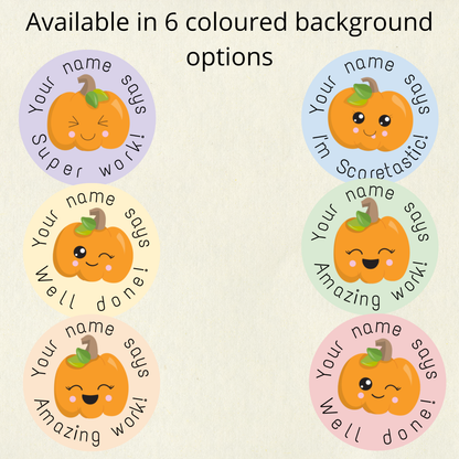 Personalised Halloween Pumpkin Reward Stickers (Set 1) | 6 Colours & 10 Scents | Smelly Stickers