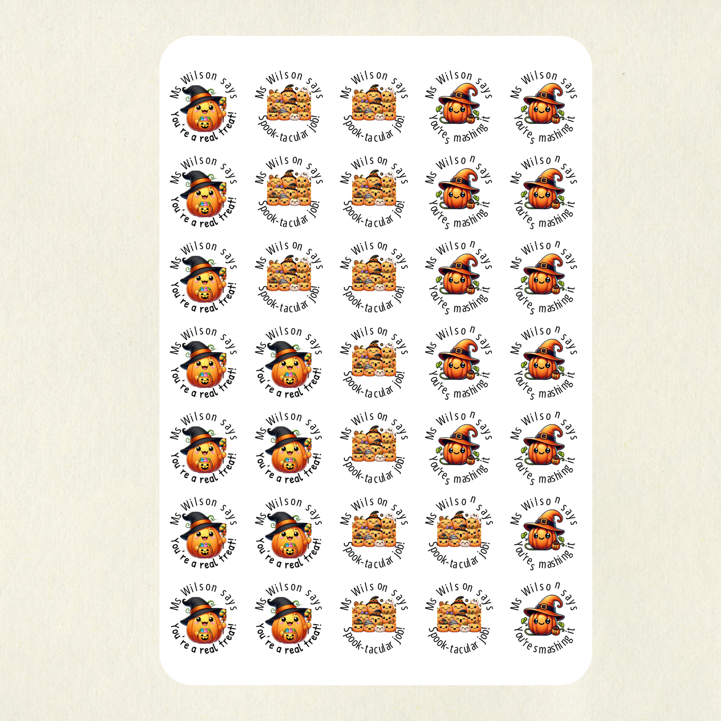 Personalised Halloween Pumpkin Reward Stickers (Set 1) | 6 Colours & 10 Scents | Smelly Stickers