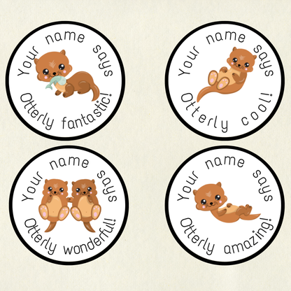 Personalised Otter Pun Reward Stickers | 6 Colours & 10 Scents | Smelly Stickers