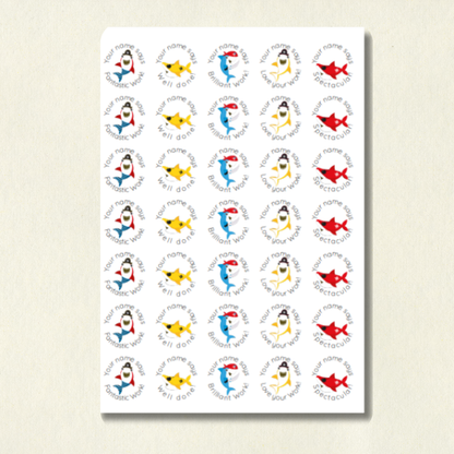 Personalised Shark Reward Stickers | 6 Colours & 10 Scents | Smelly Stickers