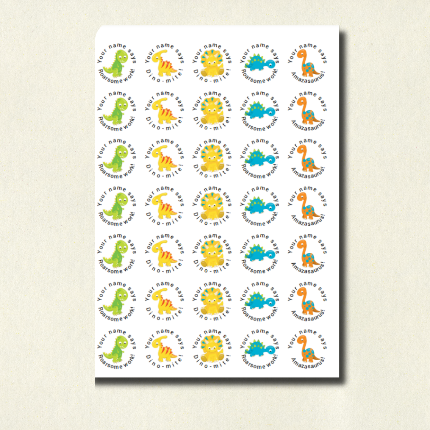 Personalised Dinosaur Pun Reward Stickers | 6 Colours & 10 Scents | Smelly Stickers