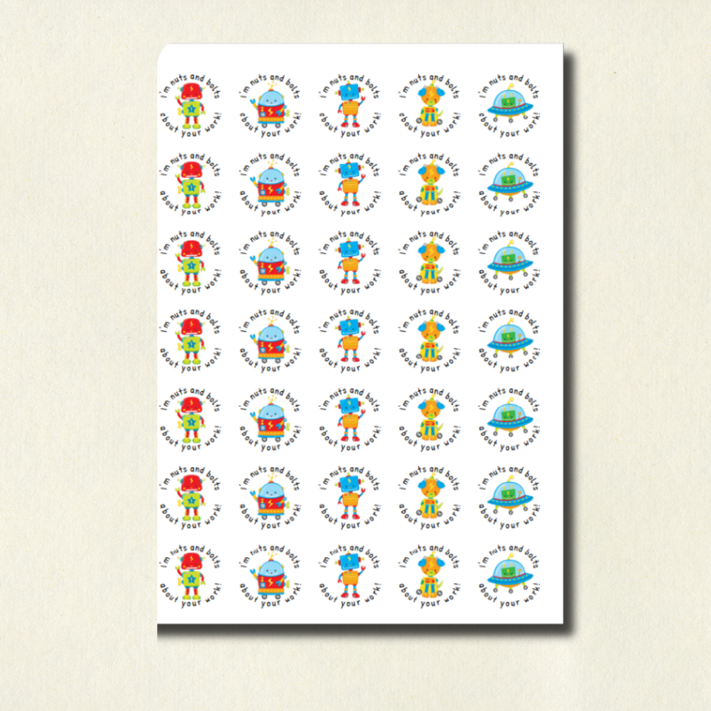 Personalised Robot Pun Reward Stickers | 6 Colours & 10 Scents | Smelly Stickers