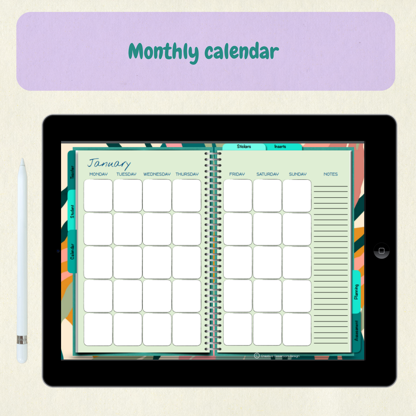 Interactive Digital Planner (Forest Green) | Undated, Reusable, Compatible with iPad & Tablets