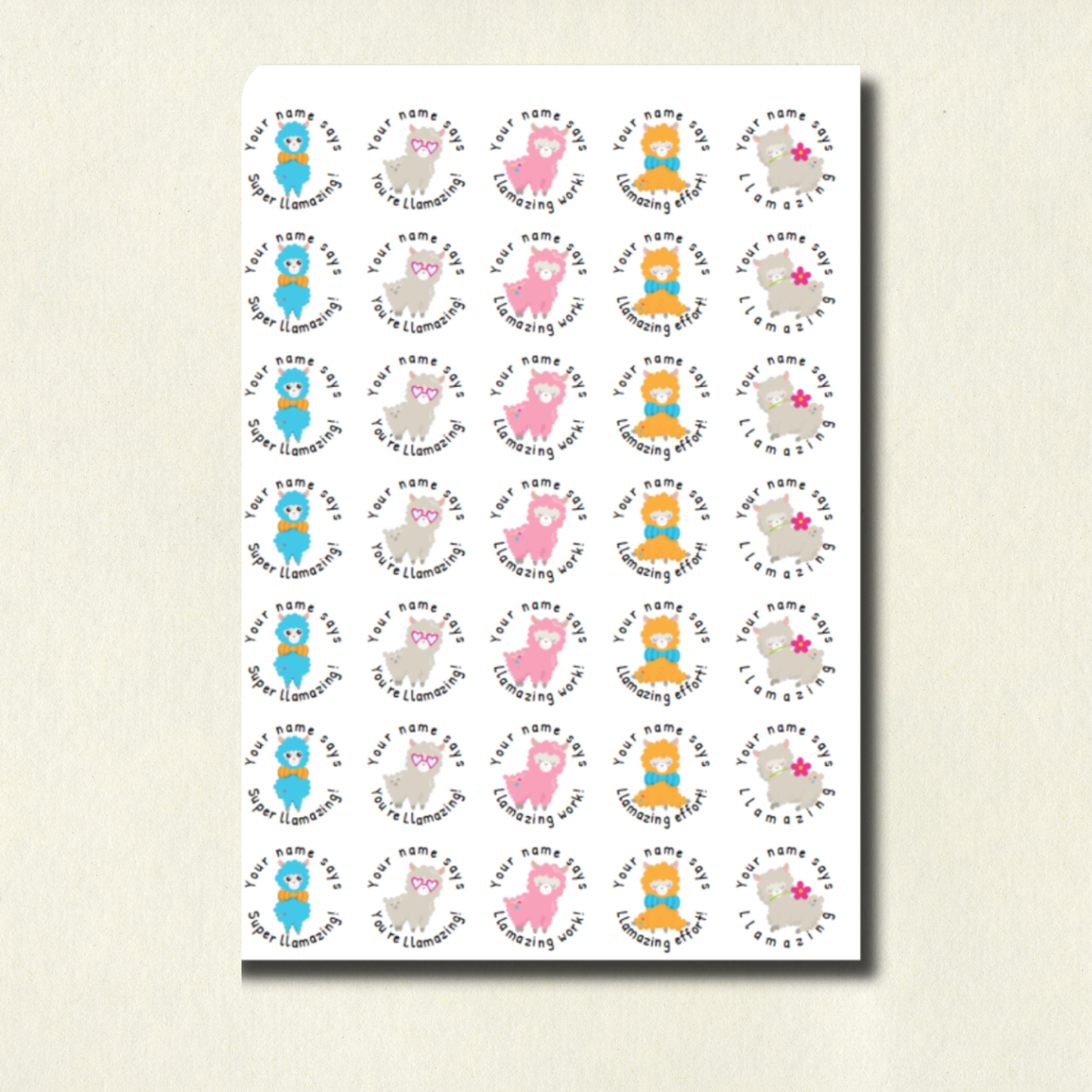 Personalised Llama Pun Reward Stickers | 6 Colours & 10 Scents | Smelly Stickers