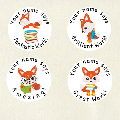 Personalised Fox Reward Stickers | 6 Colours & 10 Scents | Smelly Stickers