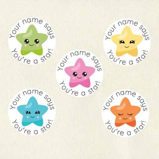 Personalised Star Reward Stickers | 6 Colours & 10 Scents | Smelly Stickers