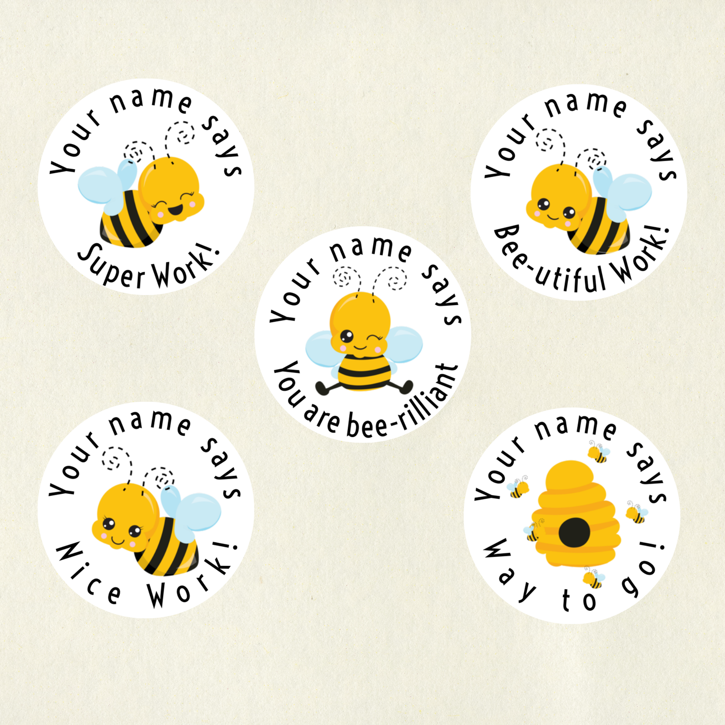 Personalised Bee Reward Stickers | 6 Colours & 10 Scents | Smelly Stickers