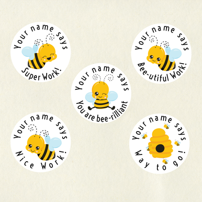 Personalised Bee Reward Stickers | 6 Colours & 10 Scents | Smelly Stickers