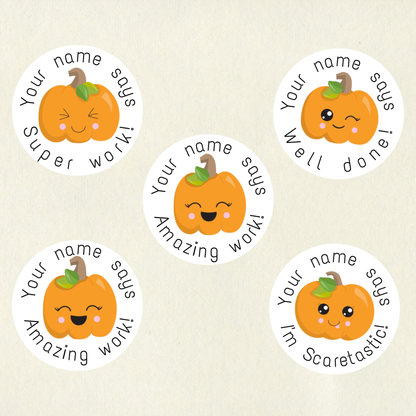 Personalised Halloween Pumpkin Reward Stickers (Set 1) | 6 Colours & 10 Scents | Smelly Stickers