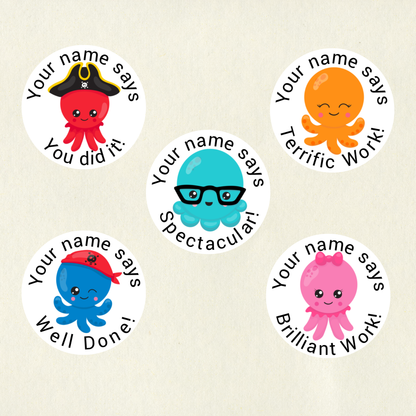 Personalised Octopus Reward Stickers | 6 Colours & 10 Scents | Smelly Stickers