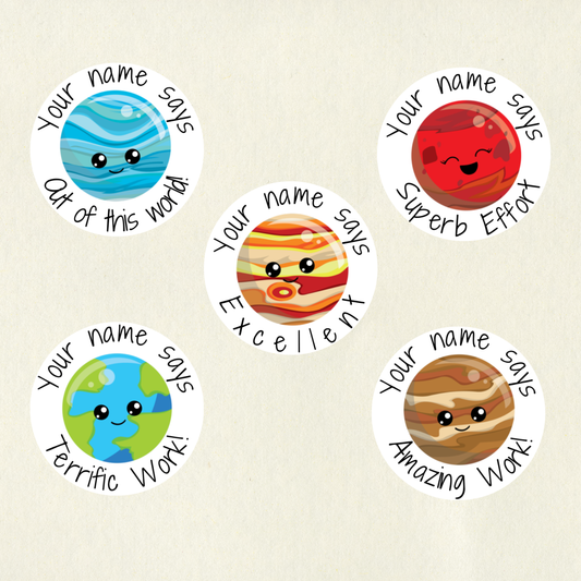 Personalised Planet Reward Stickers | 6 Colours & 10 Scents | Smelly Stickers