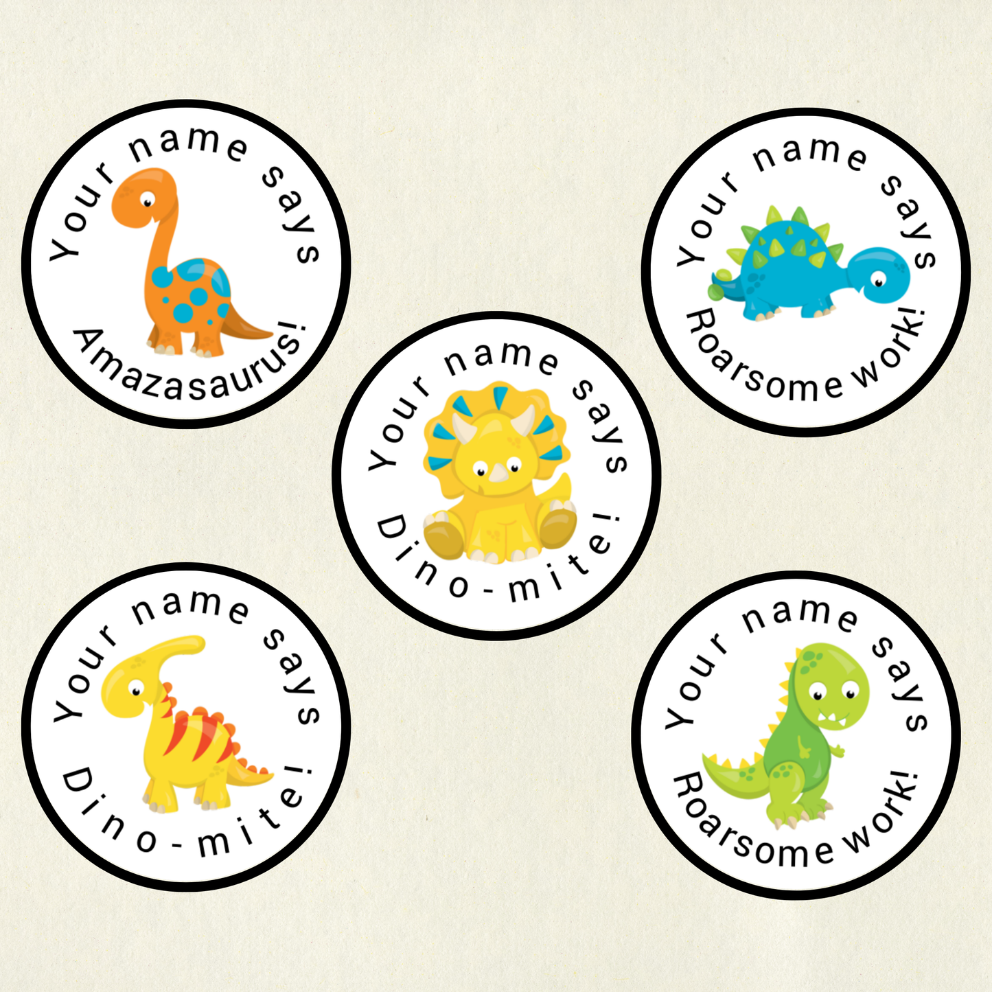 Personalised Dinosaur Pun Reward Stickers | 6 Colours & 10 Scents | Smelly Stickers