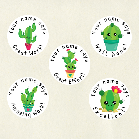 Personalised Cactus Reward Stickers | 6 Colours & 10 Scents | Smelly Stickers