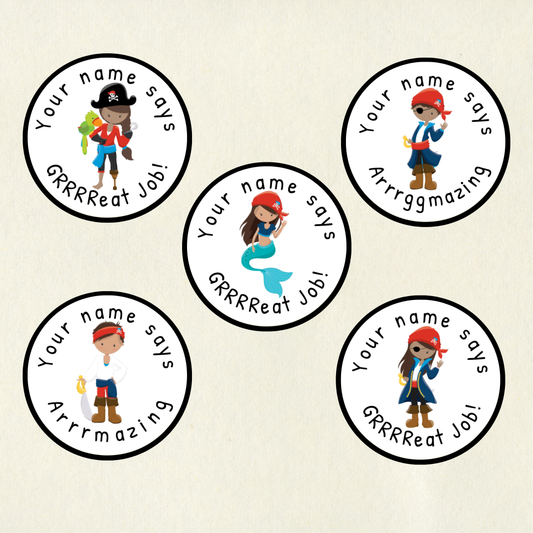 Personalised Pirate Pun Reward Stickers | 6 Colours & 10 Scents | Smelly Stickers