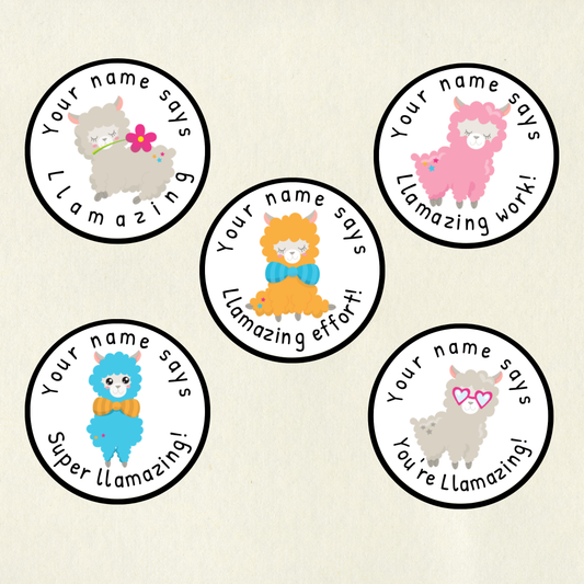 Personalised Llama Pun Reward Stickers | 6 Colours & 10 Scents | Smelly Stickers