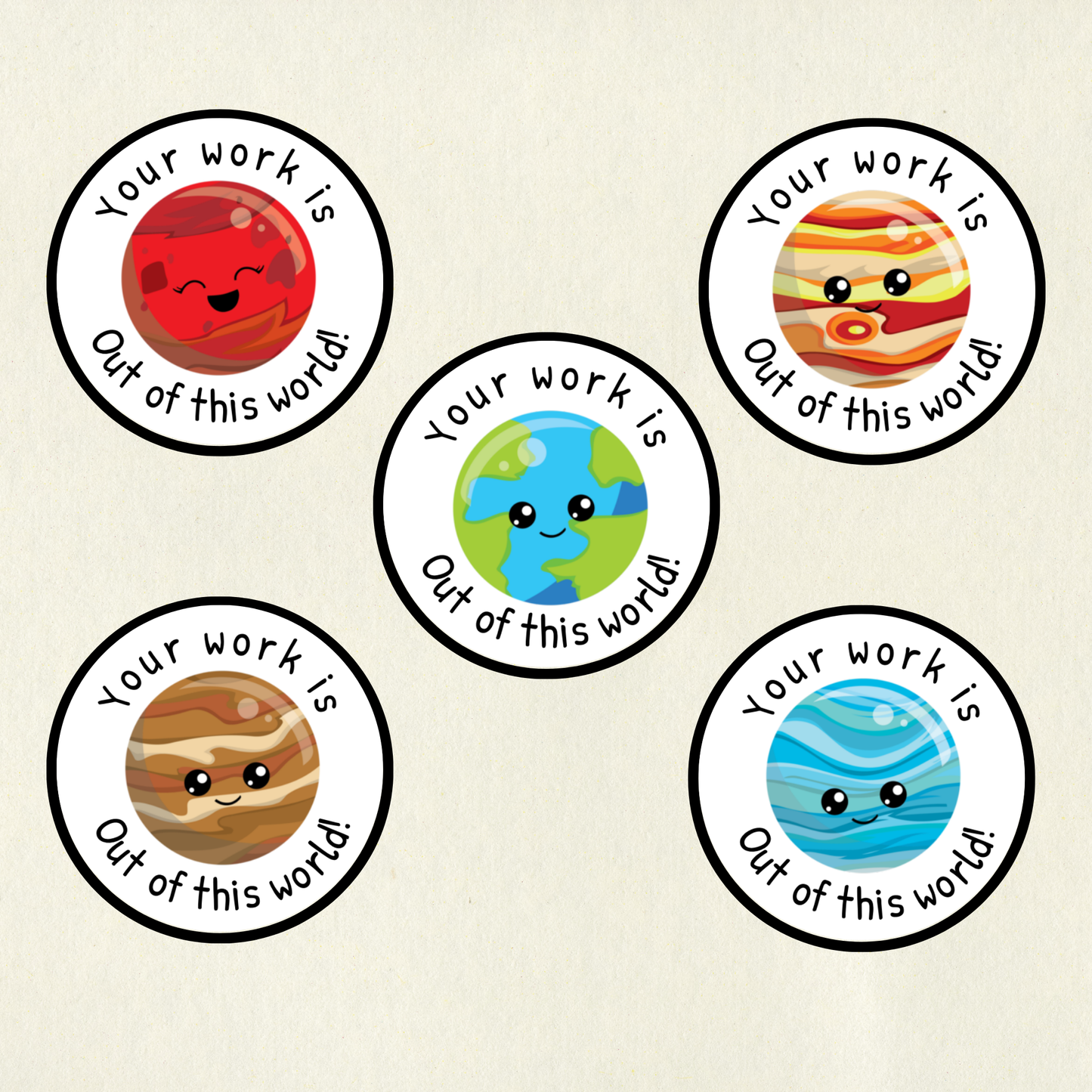 Personalised Planet Pun Reward Stickers | 6 Colours & 10 Scents | Smelly Stickers