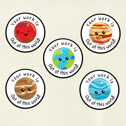 Personalised Planet Pun Reward Stickers | 6 Colours & 10 Scents | Smelly Stickers